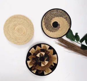 A set of 3 Boho Handwoven Wall Baskets /African Wall Baskets / Wall Decor /African Wall Decor - Free Express Shipping