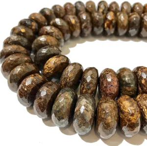 ABCGEMS Gigantic Darkest Arizona Chocolate Bronzite Beads from USA (Rich & Consistent Color - Largest Size in Market) Faceted Rondelle 20mm