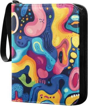 Abstract Colorful Card Binder, 400 Pockets Card Holder with 50 Sleeves, Sturdy Card Holder Folders for Game Cards & Sports Cards