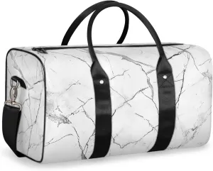 Abstract Marble Travel Duffle Bag for Women Men Gym Duffel Foldable Bag Waterproof Weekender White Grey Marble Duffle Tote