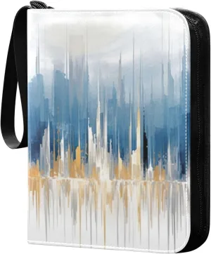 Abstract Painting Card Binder 4-Pockets, 400 Pockets Card Holder with 50 Removable Sleeves, Trading Card Collector Zipper Album Holder, Collector Album