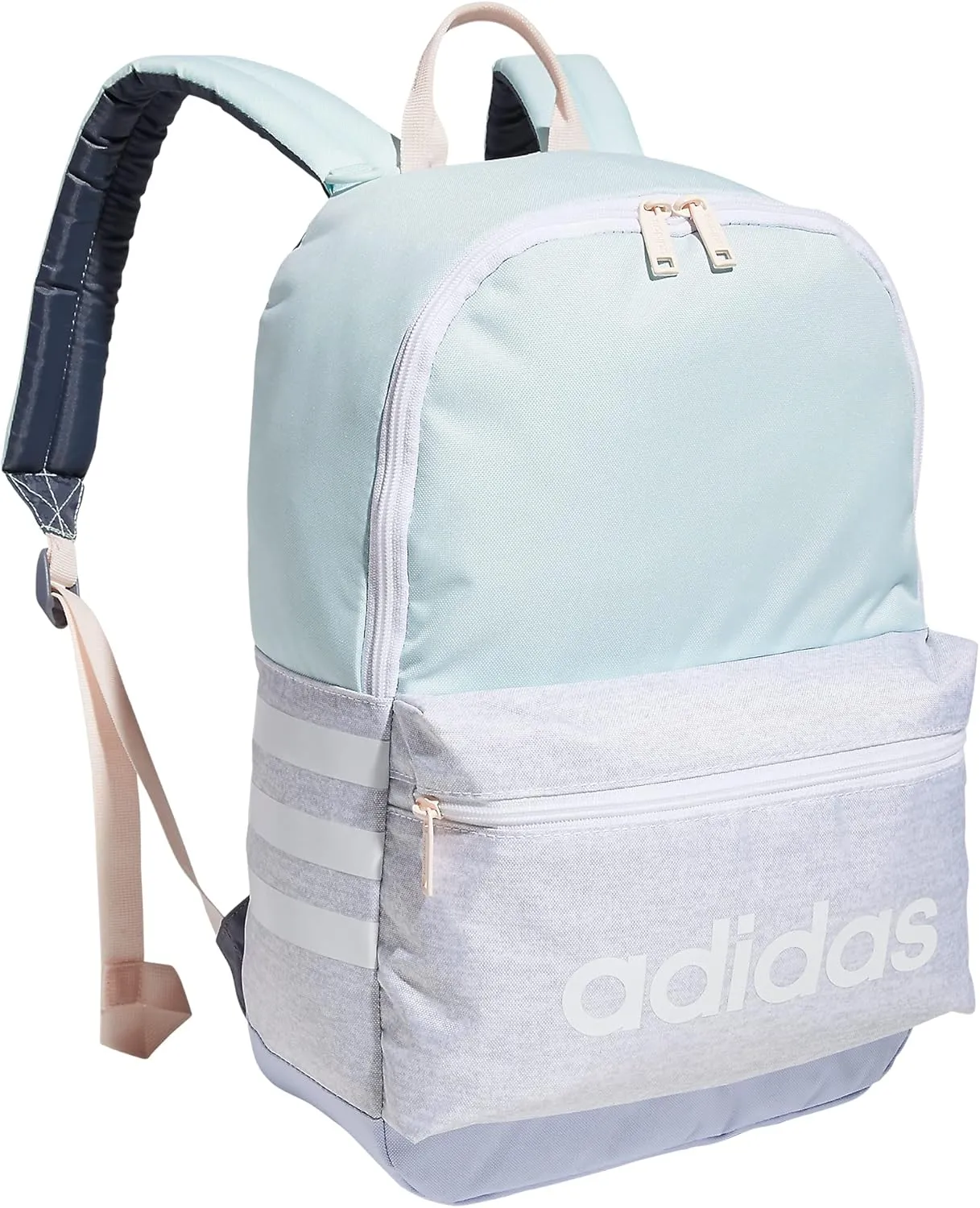 adidas Classic 3S Backpack for Boys and Girls, Jersey White/Halo Mint Green/Violet Tone Purple, One Size