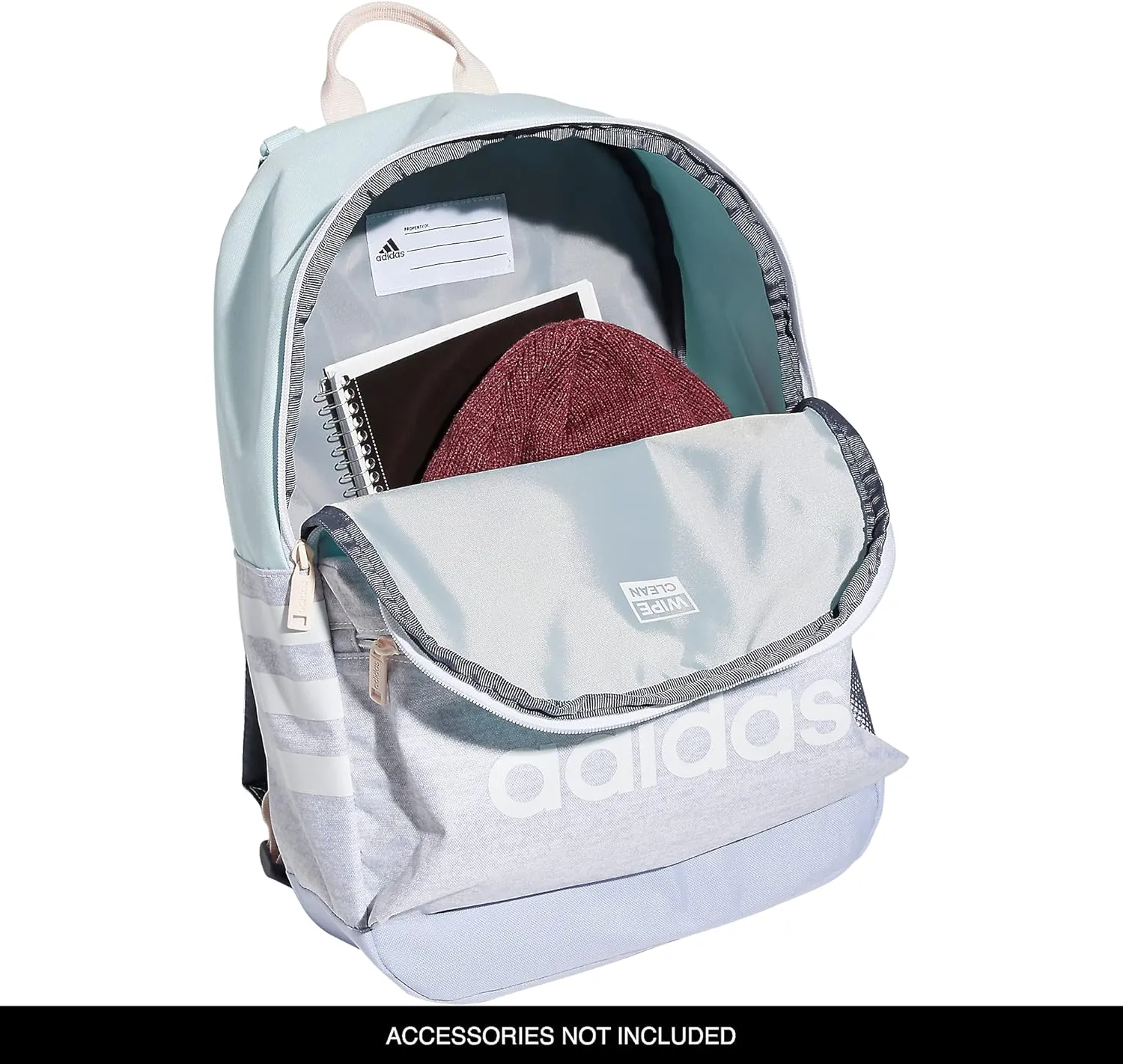adidas Classic 3S Backpack for Boys and Girls, Jersey White/Halo Mint Green/Violet Tone Purple, One Size