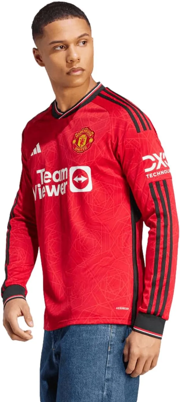 adidas Men's Soccer Manchester United 23/24 Long Sleeve Home Jersey - Unique Design, Comfortable Fit