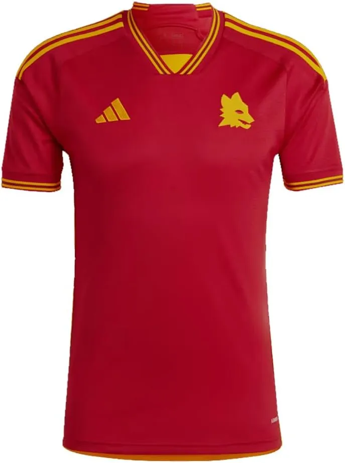 adidas Men's Soccer Roma 23/24 Home Jersey - Minimalist Design, AEROREADY Moisture-Wicking, Recycled Materials (as1, Alpha, s, Regular, Regular) Red