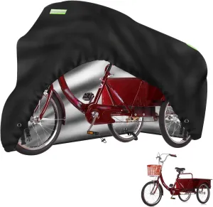 Adult Tricycle Cover Electric Trike Cover,Heavy Duty 600D Waterproof 3 Wheeled Bicycle Bike Cover for Outdoor Storage,Black,74.8*30*43.7inch