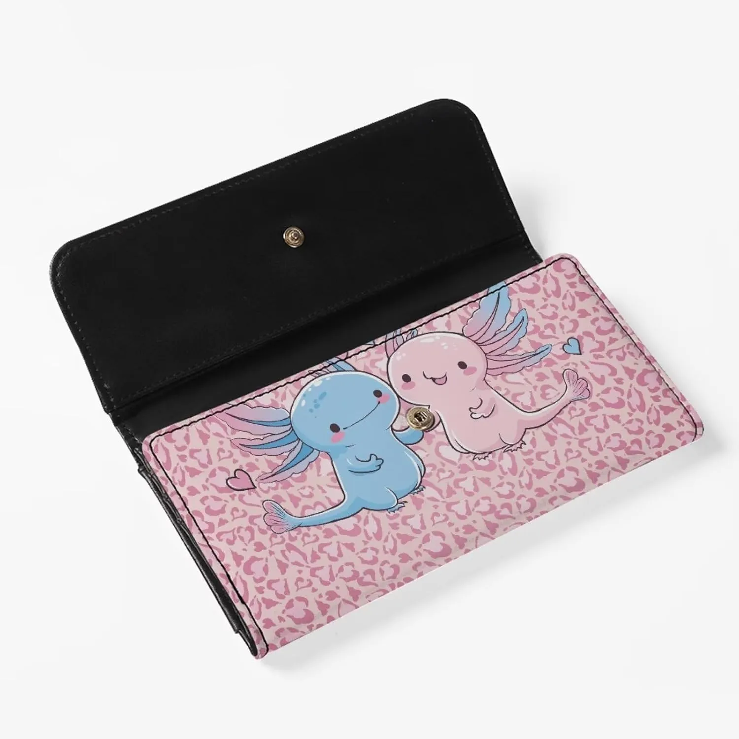 AFPANQZ Axolotl Leather Wallets for Women Clutch Card Slots Multi-functional Pouch Long Handbags Ladies' Leather Card Pouch Bag for Keys Lipstick Cit Cards Holder