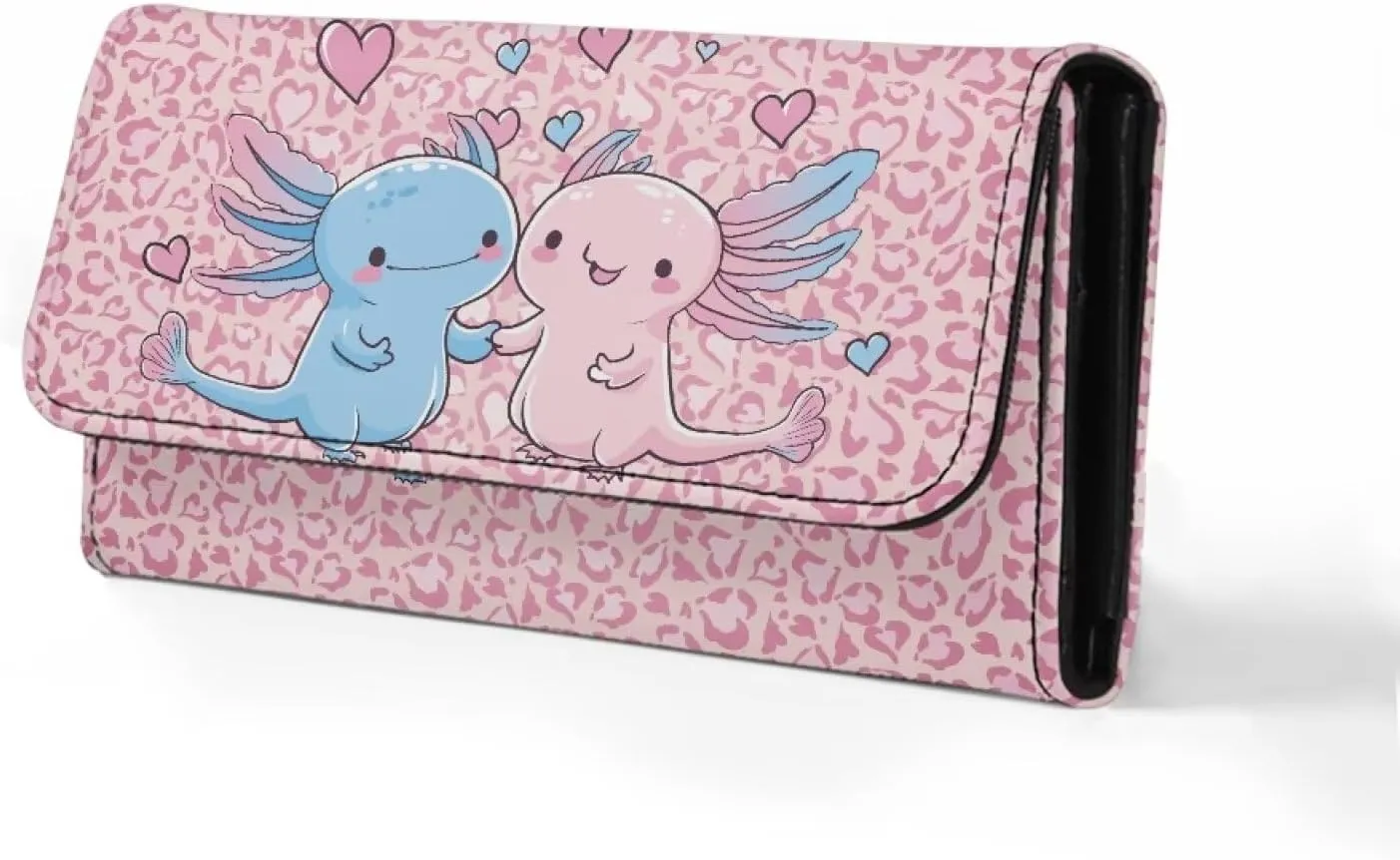 AFPANQZ Axolotl Leather Wallets for Women Clutch Card Slots Multi-functional Pouch Long Handbags Ladies' Leather Card Pouch Bag for Keys Lipstick Cit Cards Holder