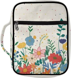 AFPANQZ Floral Double Handle Bible Pouch Inner Organizing Pockets Bible Protection Case Bible Protector Study Bible Supplies Organizer Bible Protection Case