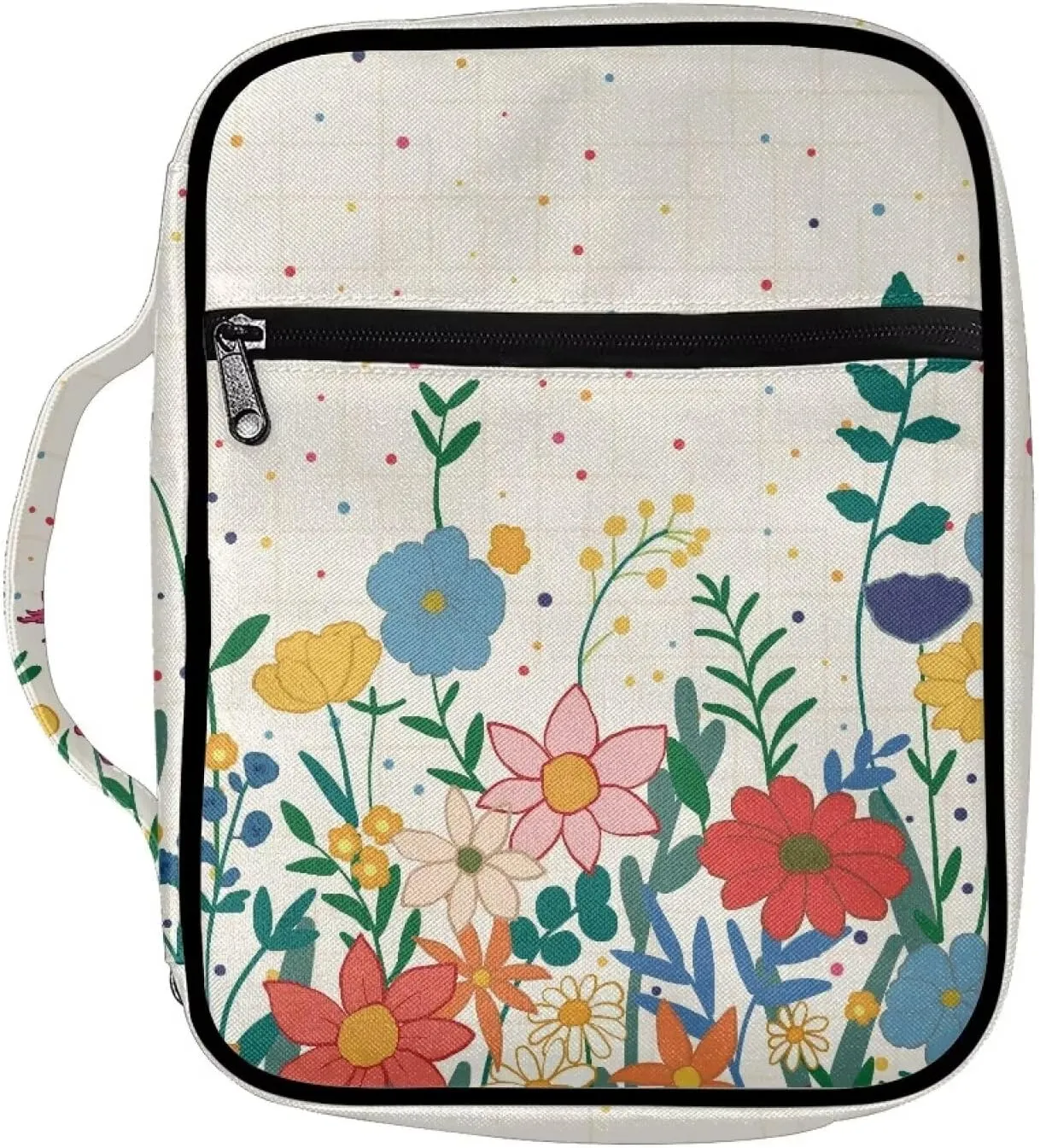 AFPANQZ Floral Double Handle Bible Pouch Inner Organizing Pockets Bible Protection Case Bible Protector Study Bible Supplies Organizer Bible Protection Case
