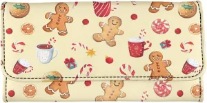 AFPANQZ Gingerbread Long Clutch Women Wallet Soft Leather Designer Trifold Multi Card Organizer Phone Holder Zip Inner Pocket Multi-Cards Slots Large Travel Wallet Tri-Fold Purses