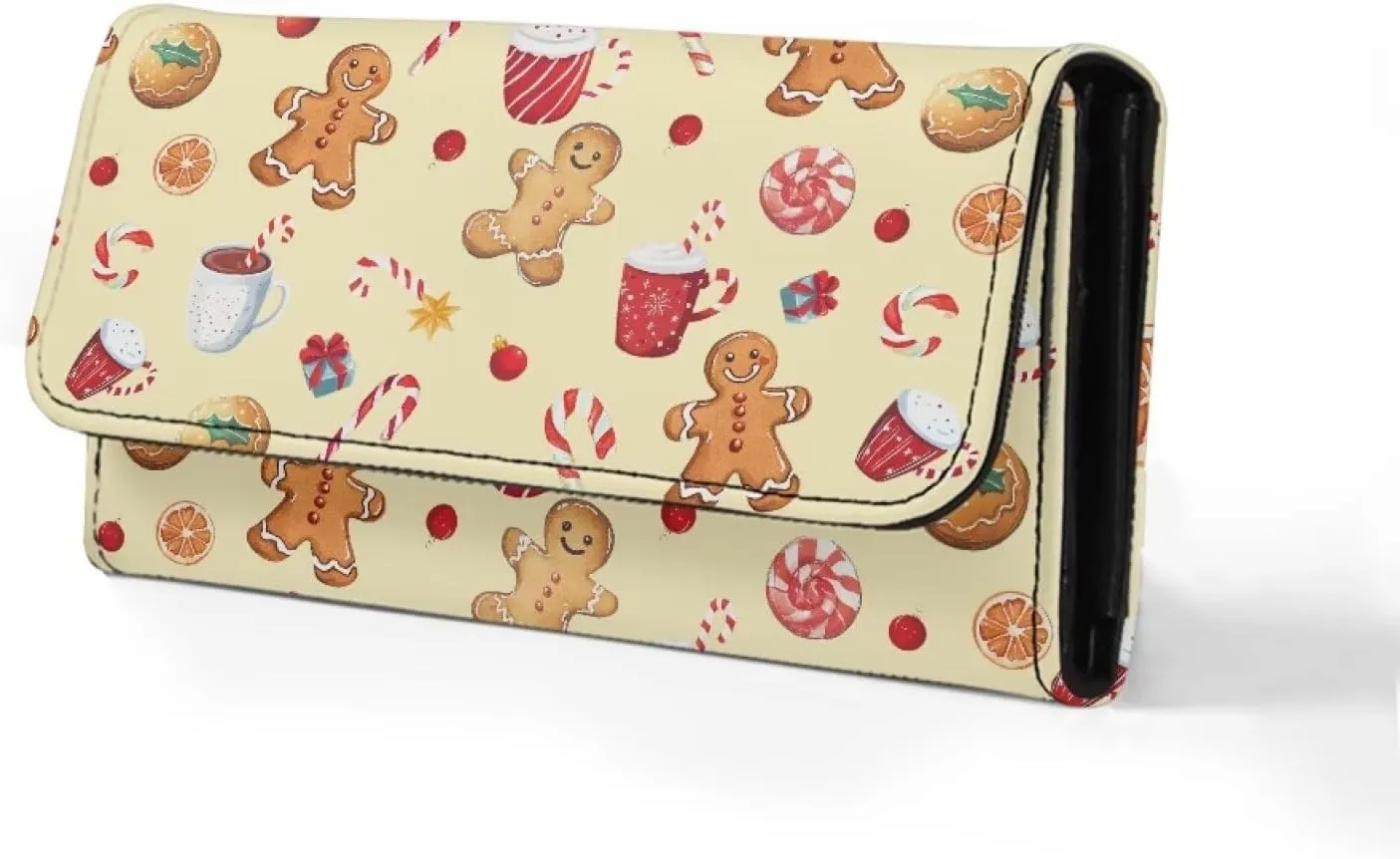 AFPANQZ Gingerbread Long Clutch Women Wallet Soft Leather Designer Trifold Multi Card Organizer Phone Holder Zip Inner Pocket Multi-Cards Slots Large Travel Wallet Tri-Fold Purses