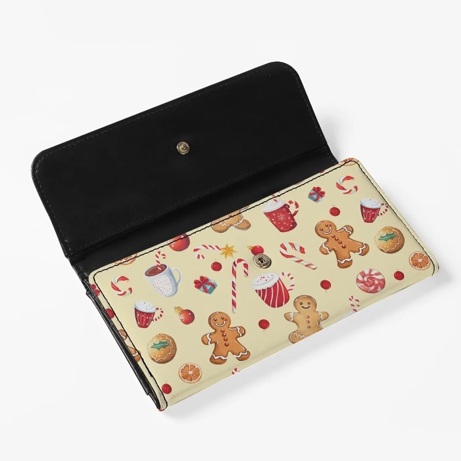AFPANQZ Gingerbread Long Clutch Women Wallet Soft Leather Designer Trifold Multi Card Organizer Phone Holder Zip Inner Pocket Multi-Cards Slots Large Travel Wallet Tri-Fold Purses