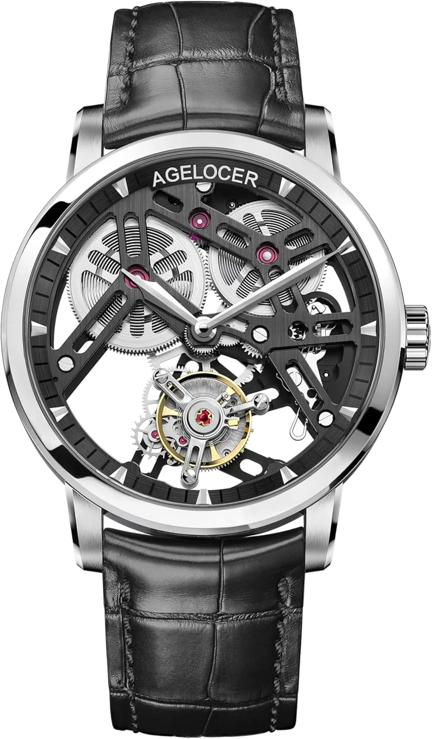 AGELOCER Men's Luxury Mechanical Watch with Tourbillon | Skeleton Manual Watches for Men | Waterproof Dress Watch for Business & Formal Occasions | Sapphire Glass | 50M Water Resistant