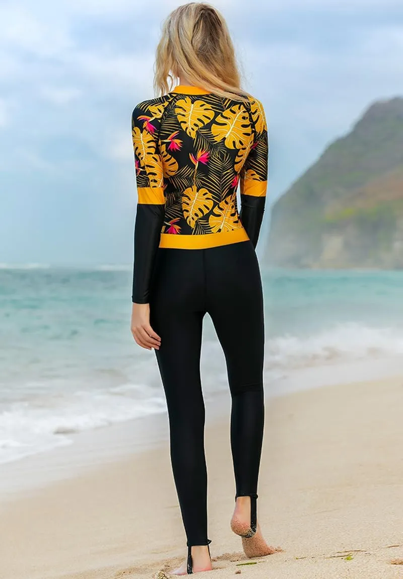 Akaeys Women's Full Body Swimsuit Rash Guard One Piece Long Sleeve Long Leg Swimwear with UV Sun Protection
