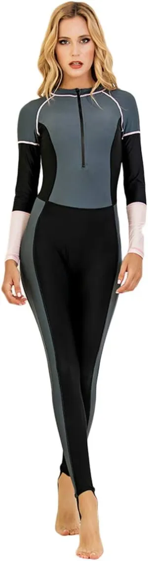 Akaeys Women's Full Body Swimsuit Rash Guard One Piece Long Sleeve Long Leg Swimwear with UV Sun Protection