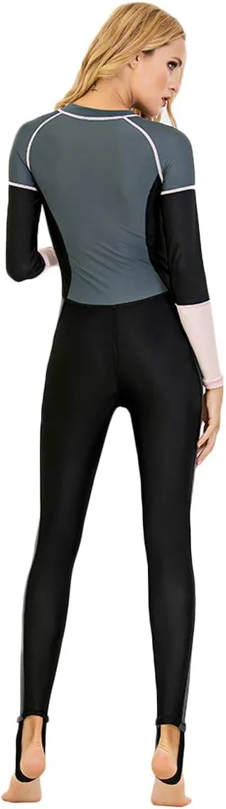 Akaeys Women's Full Body Swimsuit Rash Guard One Piece Long Sleeve Long Leg Swimwear with UV Sun Protection