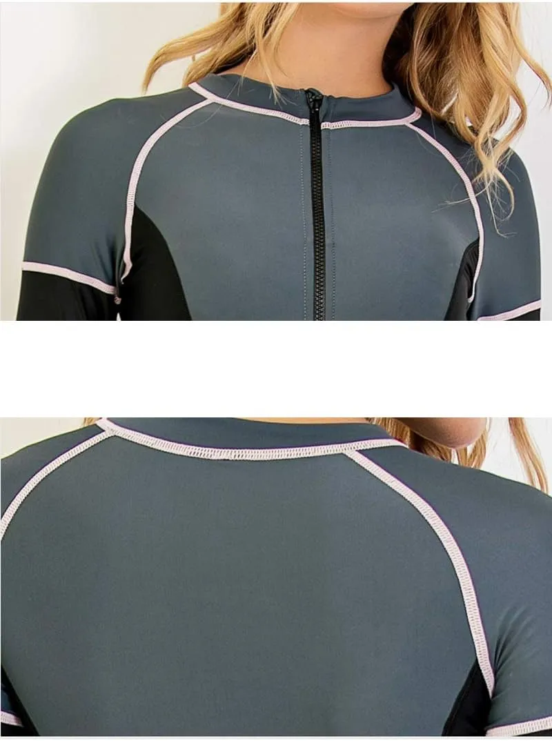 Akaeys Women's Full Body Swimsuit Rash Guard One Piece Long Sleeve Long Leg Swimwear with UV Sun Protection