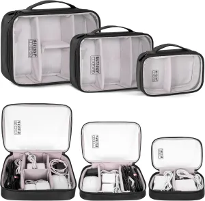 AKOZLIN Padded 3pcs/set Travel Organizer Office Cord Cable Electronics Accessories Bag Electrical Cord Management Case