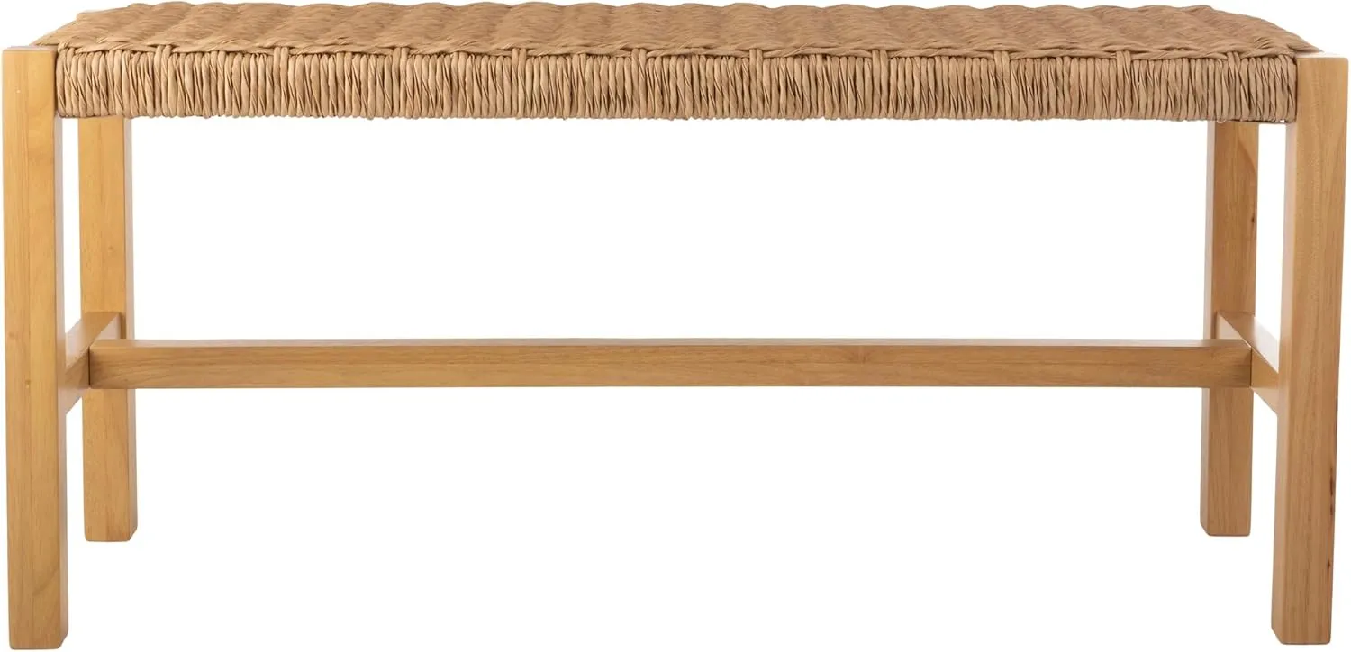 Alaterre Furniture Newport Collection Bench with Handcrafted Woven Rope Seat - 40-Inch Wood Bench for Entryway, Bedroom, or Dining Room - Indoor Entryway Bench