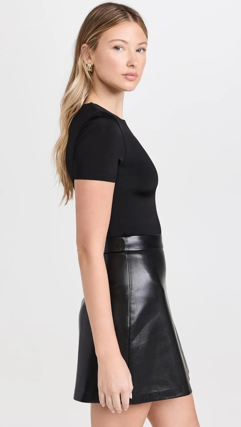 alice   olivia Women's Chara Vegan Leather Pleated Mini Dress