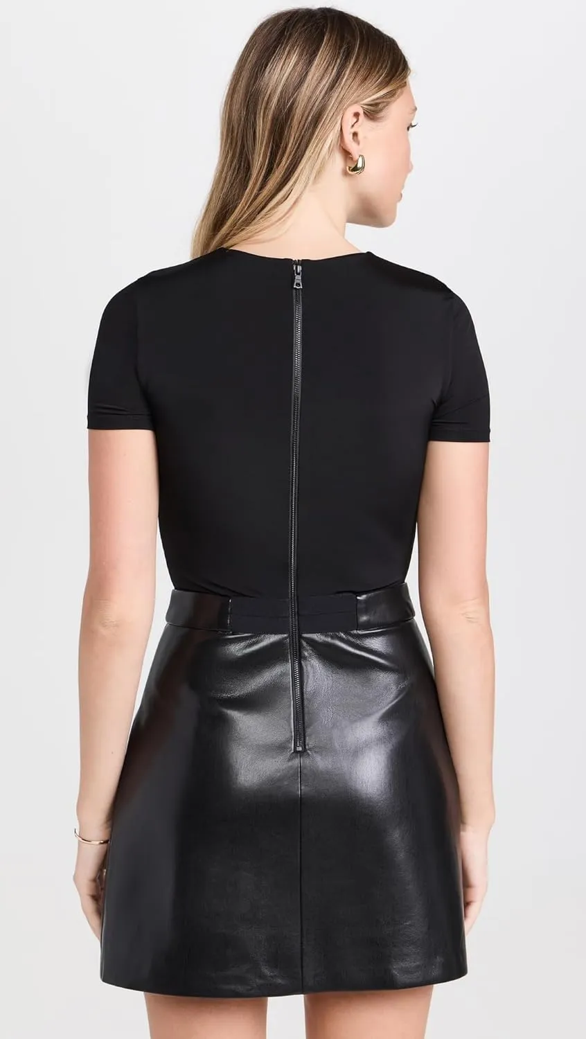 alice   olivia Women's Chara Vegan Leather Pleated Mini Dress