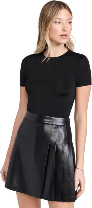 alice   olivia Women's Chara Vegan Leather Pleated Mini Dress