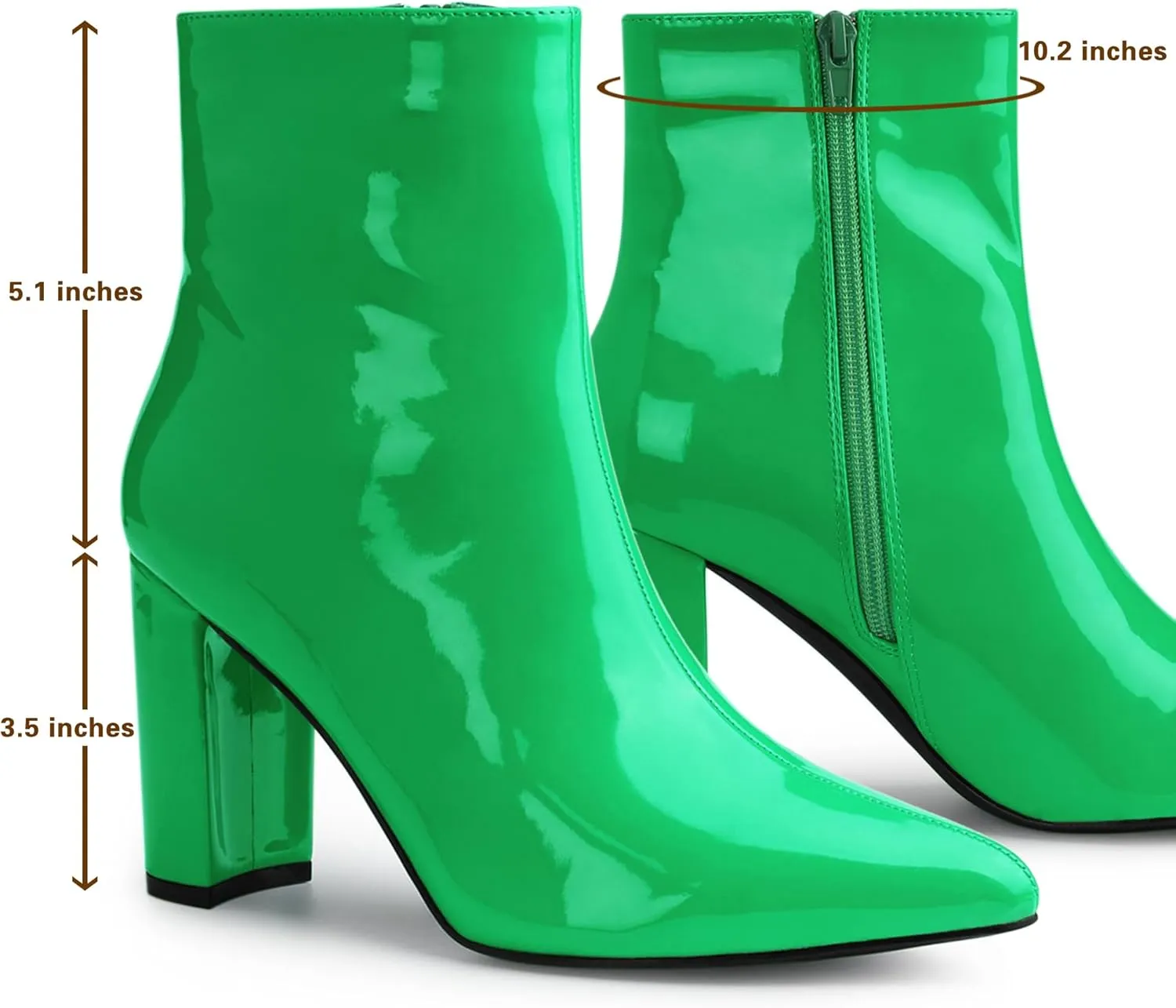 Allegra K Women's Chunky Heel Pointed Toe Zipper Ankle Boots