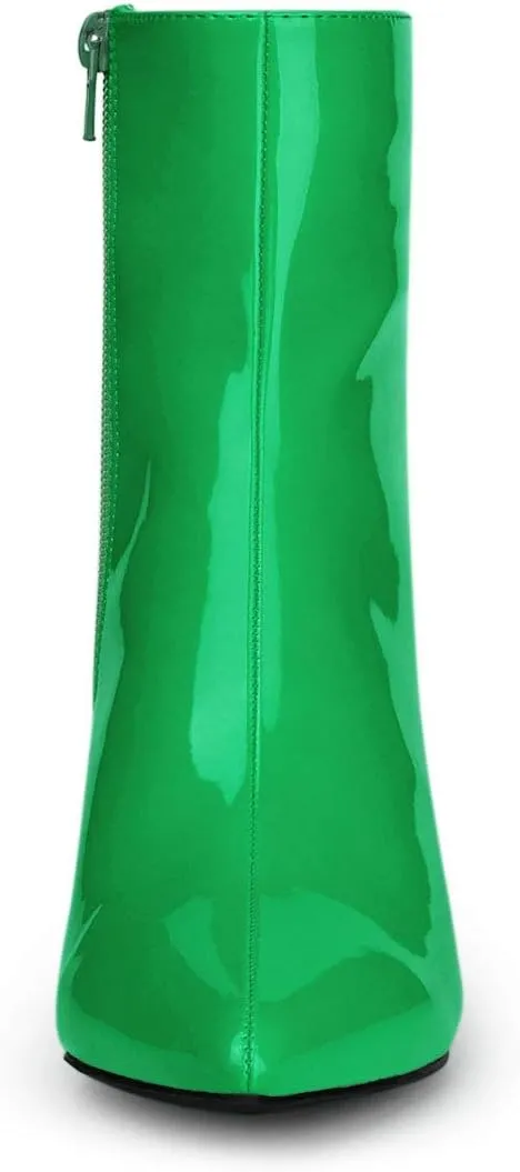 Allegra K Women's Chunky Heel Pointed Toe Zipper Ankle Boots