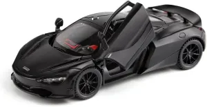 Alloy Collectible Black McLaren 720s Toy Vehicle Pull Back DieCast Car Model with Lights and Sound