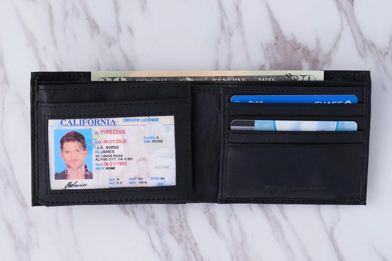 Alpine Swiss Mens Wallet Trifold Bifold Billfolds to choose from Genuine Leather Comes in Gift Bag