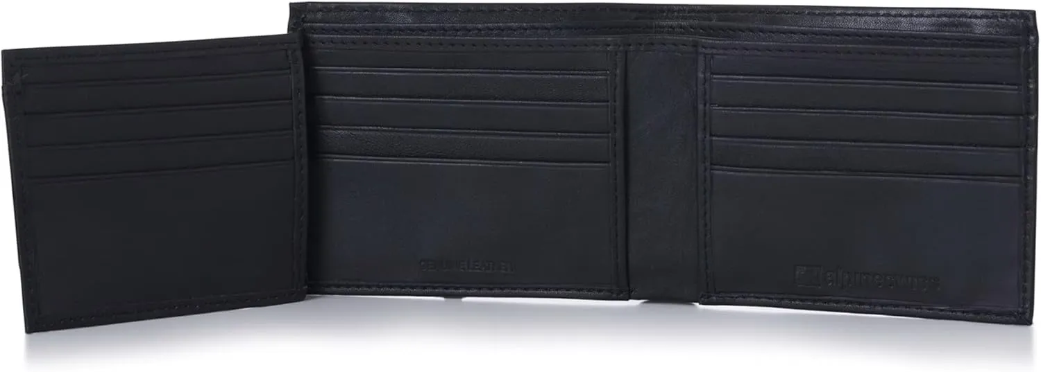Alpine Swiss Mens Wallet Trifold Bifold Billfolds to choose from Genuine Leather Comes in Gift Bag