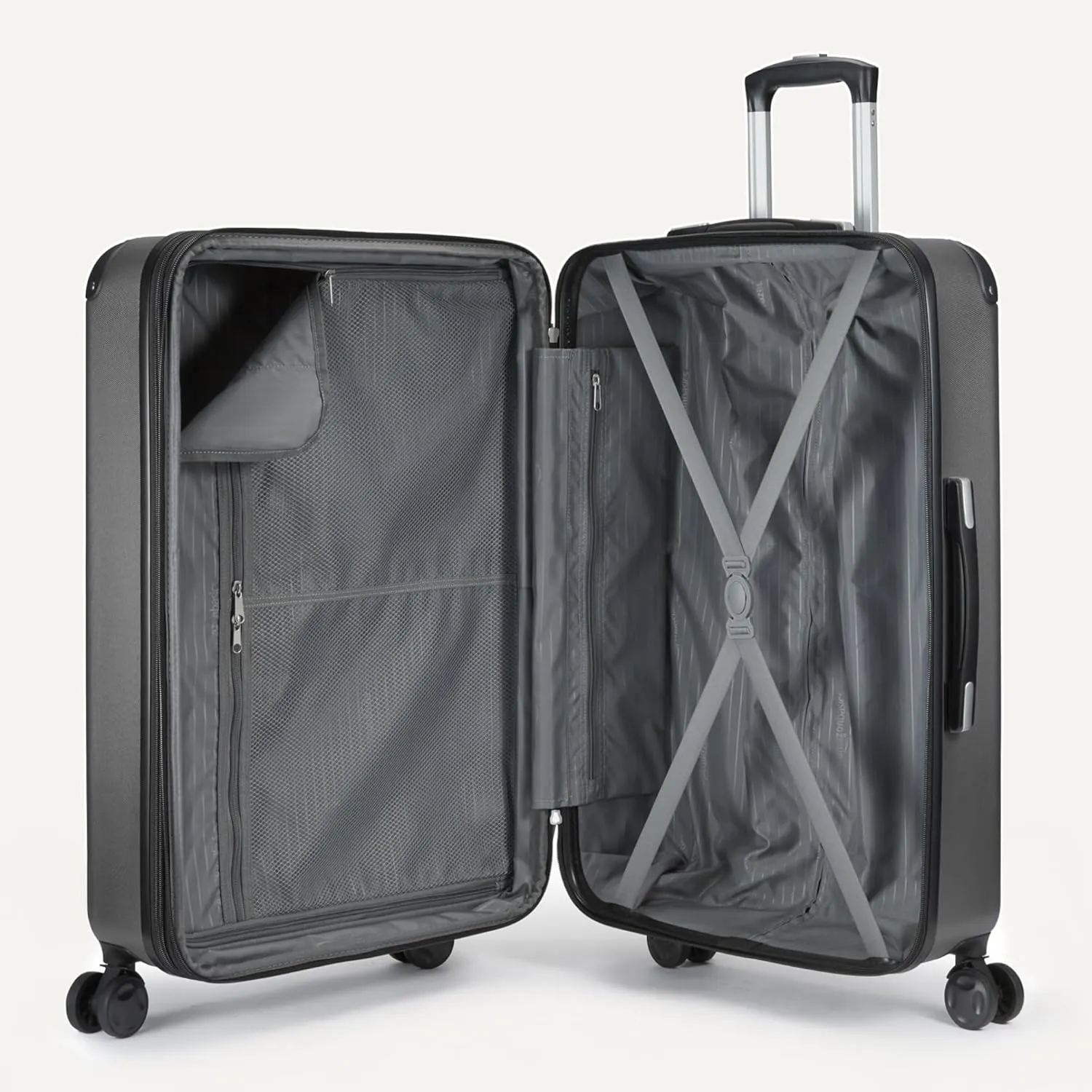Amazon Basics 3-Piece Luggage Set, Including Carry-On Luggage (22" Expandable Hardside Suitcase With 8 Spinner Wheels), 15" Tote Bag, and 10" Compact Travel Bag, Black