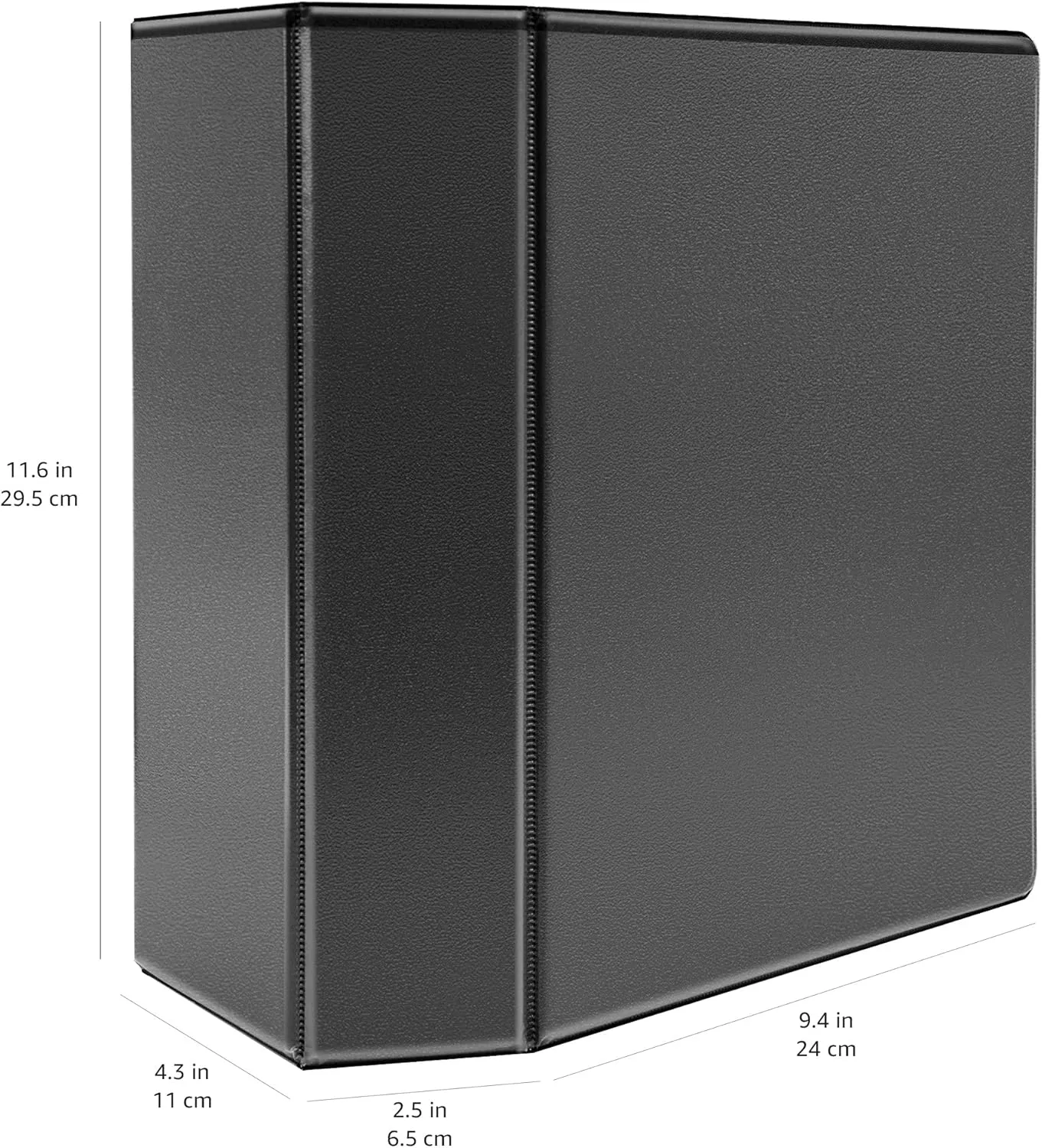 Amazon Basics 5 inch Binder, Heavy Duty, 3 Ring, Customizable View, D-Ring, 2-Pack, Black