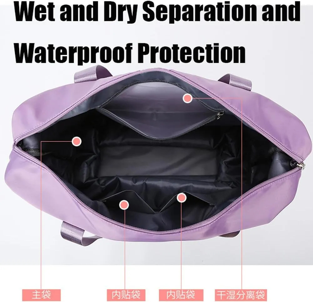 Ambitionous 2025 New Large Capacity Travel Bag - Universal Wheel Removable, Pepepo Travel Bag with Wheels, Foldable Dry Wet Separated Tote Bag with 360 Degrees Silent Universal Wheels (Pink)