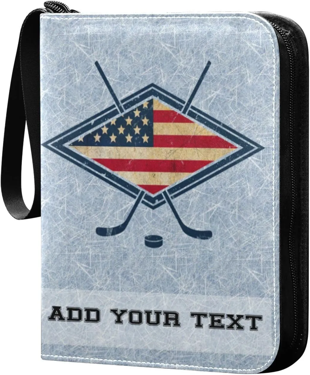 American Flag Hockey Trading Card Binder 4-Pocket for Cards, 400 Pockets Card Holder with 50 Removable Sleeves, Collection Case Book Display Storage