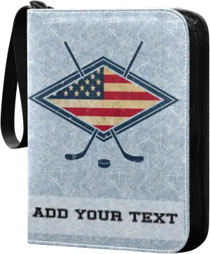 American Flag Hockey Trading Card Binder 4-Pocket for Cards, 400 Pockets Card Holder with 50 Removable Sleeves, Collection Case Book Display Storage