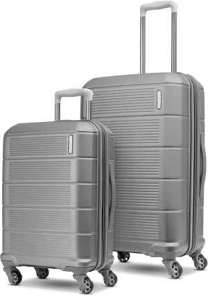 American Tourister Stratum 2.0 Expandable Hardside Luggage with Spinner Wheels, 2PC SET 20/24, Silver