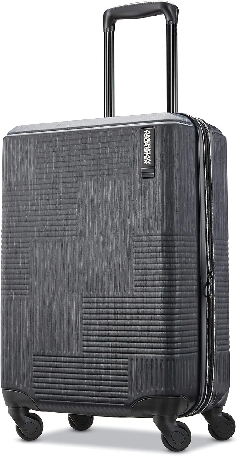 American Tourister Stratum XLT Expandable Hardside Luggage with Spinner Wheels, Jet Black, Carry-On 21-Inch