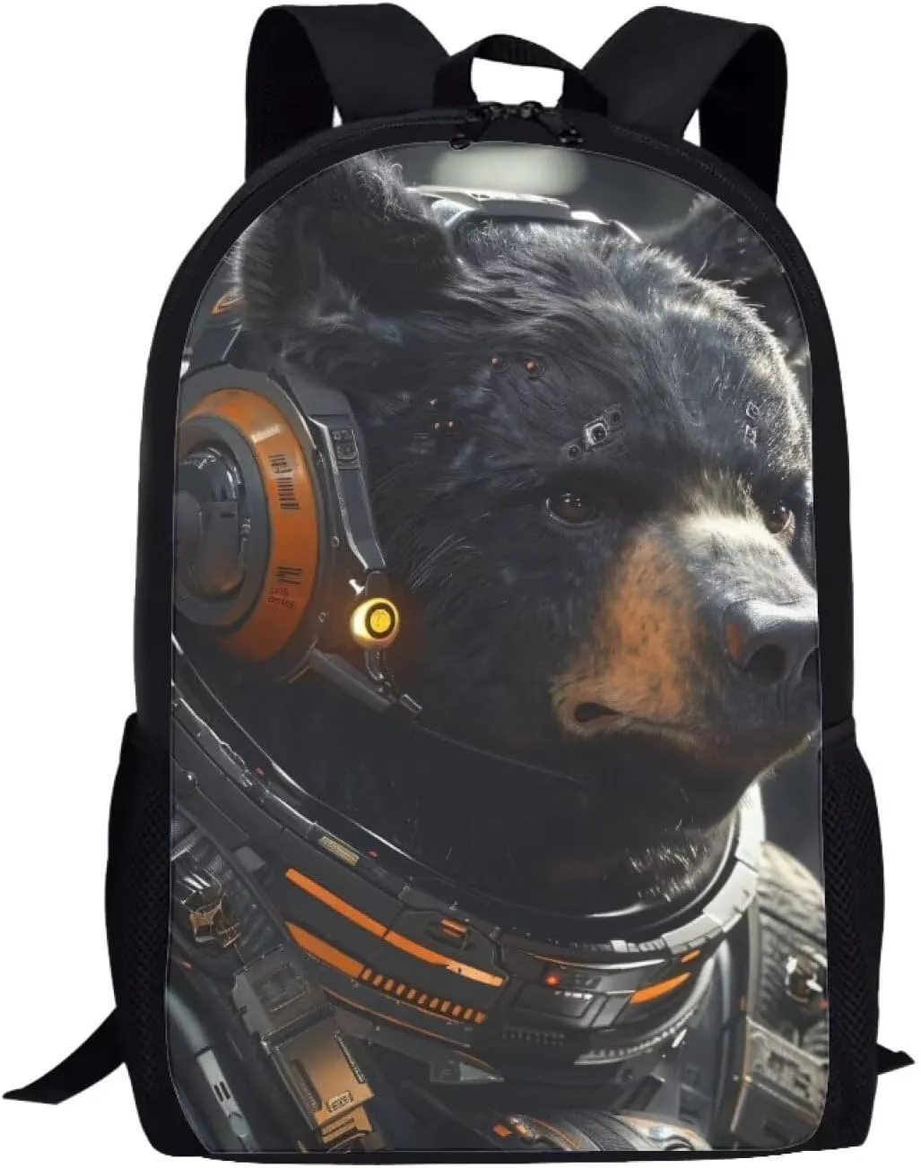 AmzPrint Astronaut Bear Backpack For School 17 Inch Animal Print School Bag Commuter School Backpack Back To School Gift