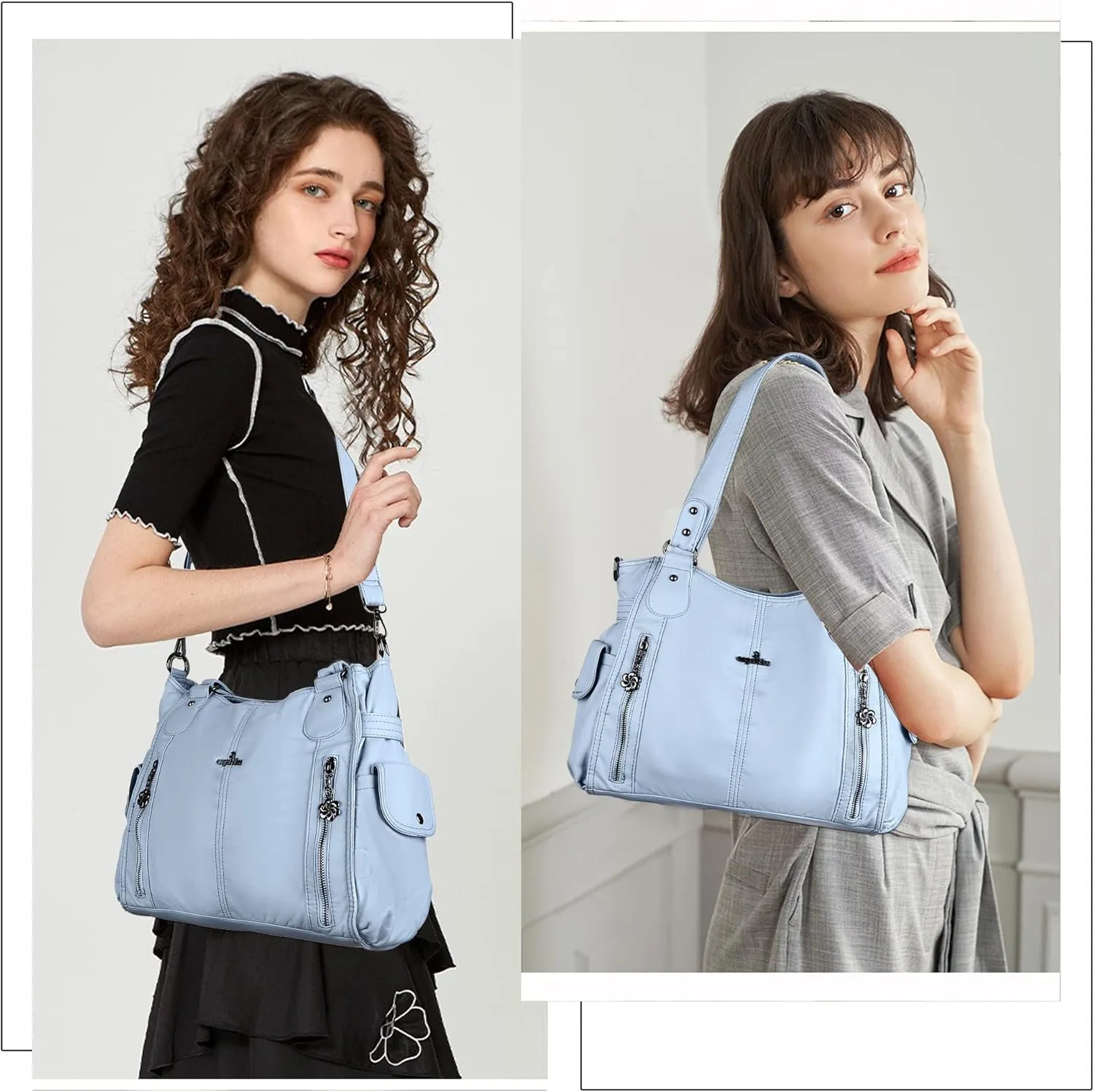 Angel Kiss Handbags for Womens Top-Handle Hobo Purse Roomy Casual Shoulder Bags PU Tote Satchel Purse for Women