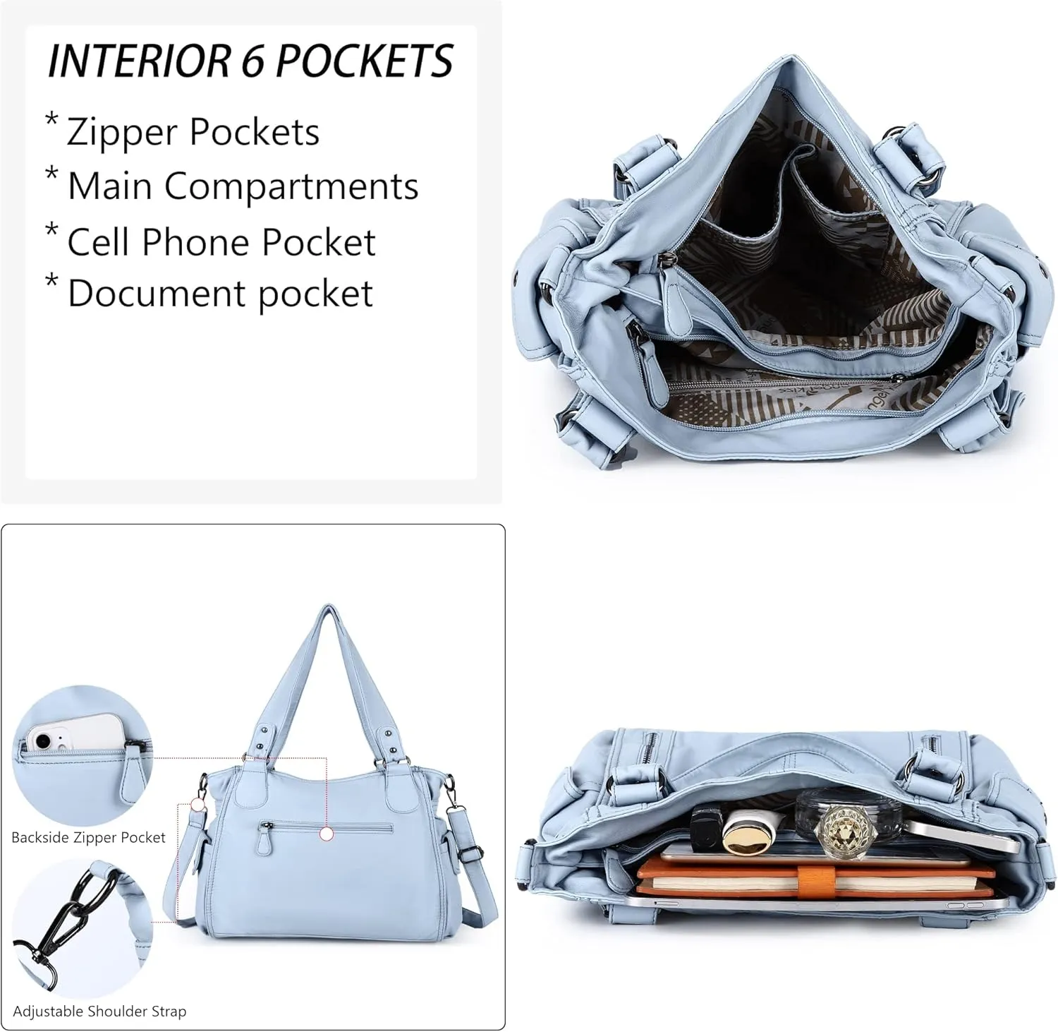 Angel Kiss Handbags for Womens Top-Handle Hobo Purse Roomy Casual Shoulder Bags PU Tote Satchel Purse for Women