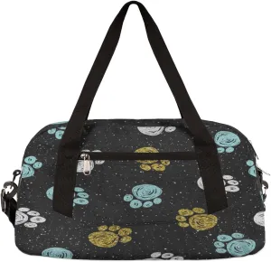 Animal Dog Paw Print Kids Duffel Bag for Girls Boys Teens, Oil Painting Dance Bag Overnight Small Duffel Bag Carry On Weekend Sports Gym Travel Bag for School Practice Gymnastics Ballet