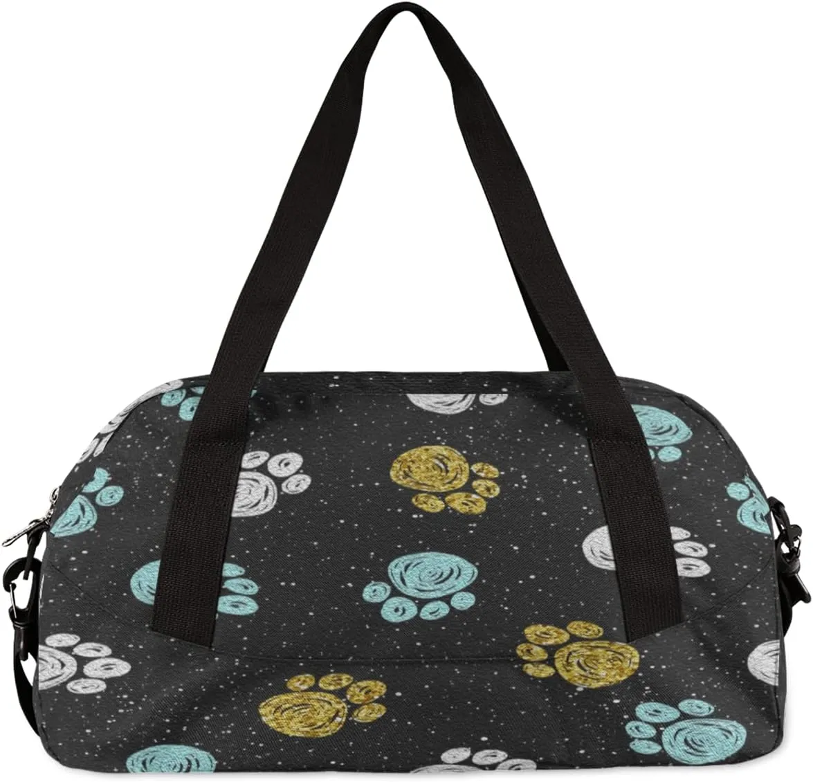 Animal Dog Paw Print Kids Duffel Bag for Girls Boys Teens, Oil Painting Dance Bag Overnight Small Duffel Bag Carry On Weekend Sports Gym Travel Bag for School Practice Gymnastics Ballet