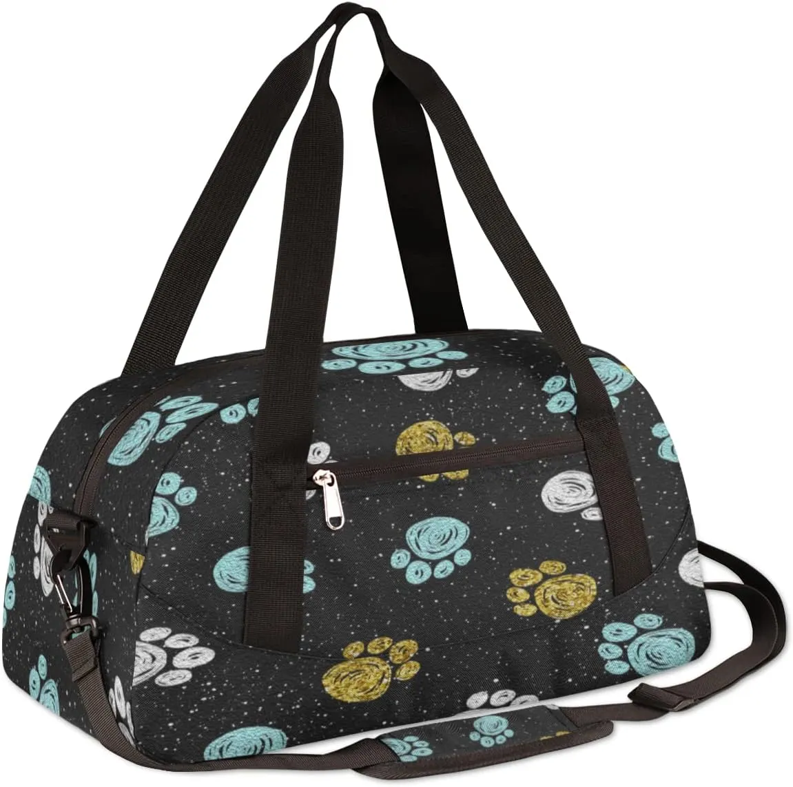 Animal Dog Paw Print Kids Duffel Bag for Girls Boys Teens, Oil Painting Dance Bag Overnight Small Duffel Bag Carry On Weekend Sports Gym Travel Bag for School Practice Gymnastics Ballet