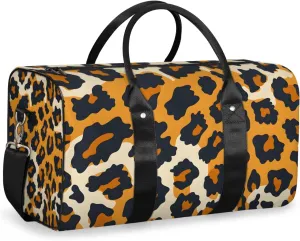 Animal Leopard Travel Duffle Bag for Women Men Gym Duffel Foldable Bag Waterproof Weekender Leopard Pattern Duffle Tote