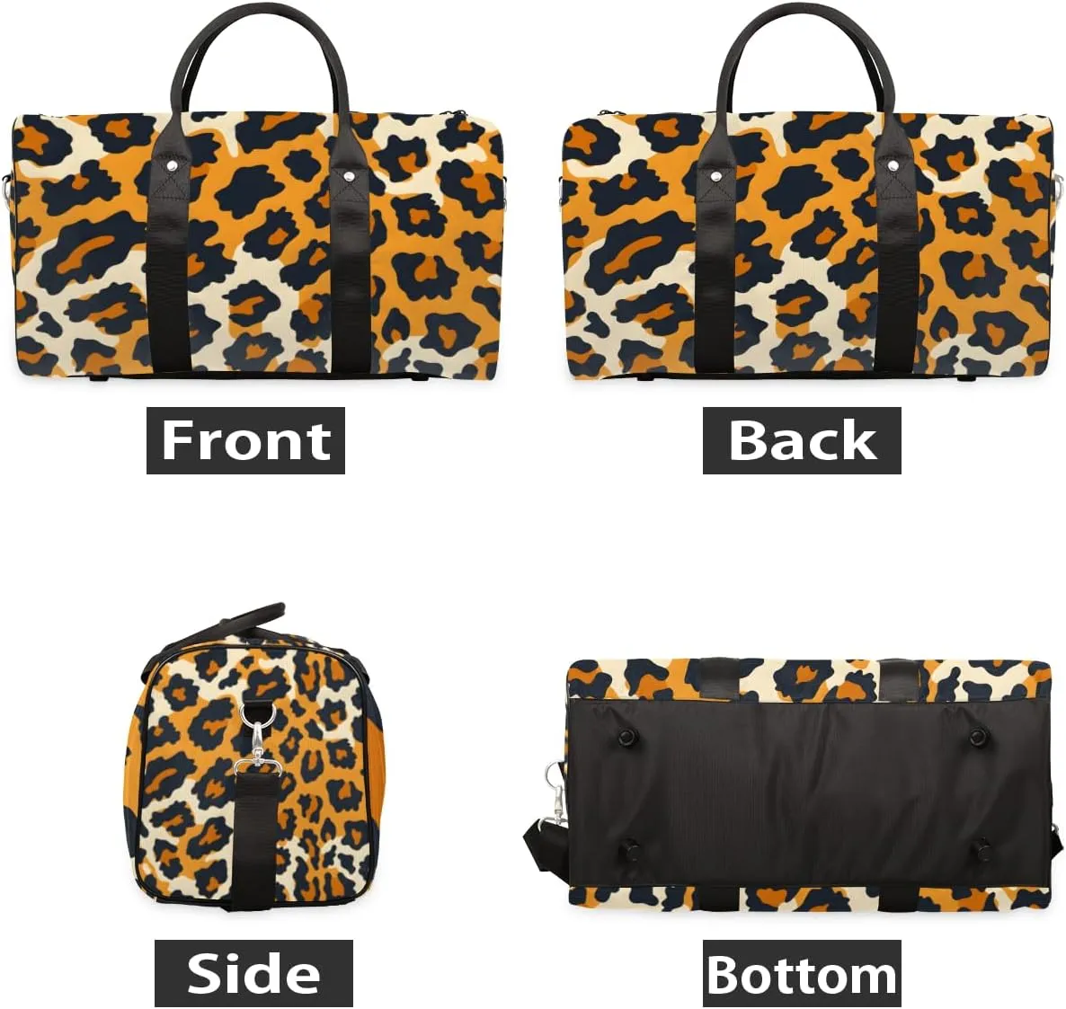 Animal Leopard Travel Duffle Bag for Women Men Gym Duffel Foldable Bag Waterproof Weekender Leopard Pattern Duffle Tote
