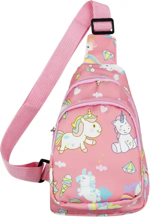 ANKOMINA Small Sling Bag for Kids Cute Cartoon Crossbody Shoulder Bag Chest Bag Fanny Pack for Outdoor,Travel,Hiking