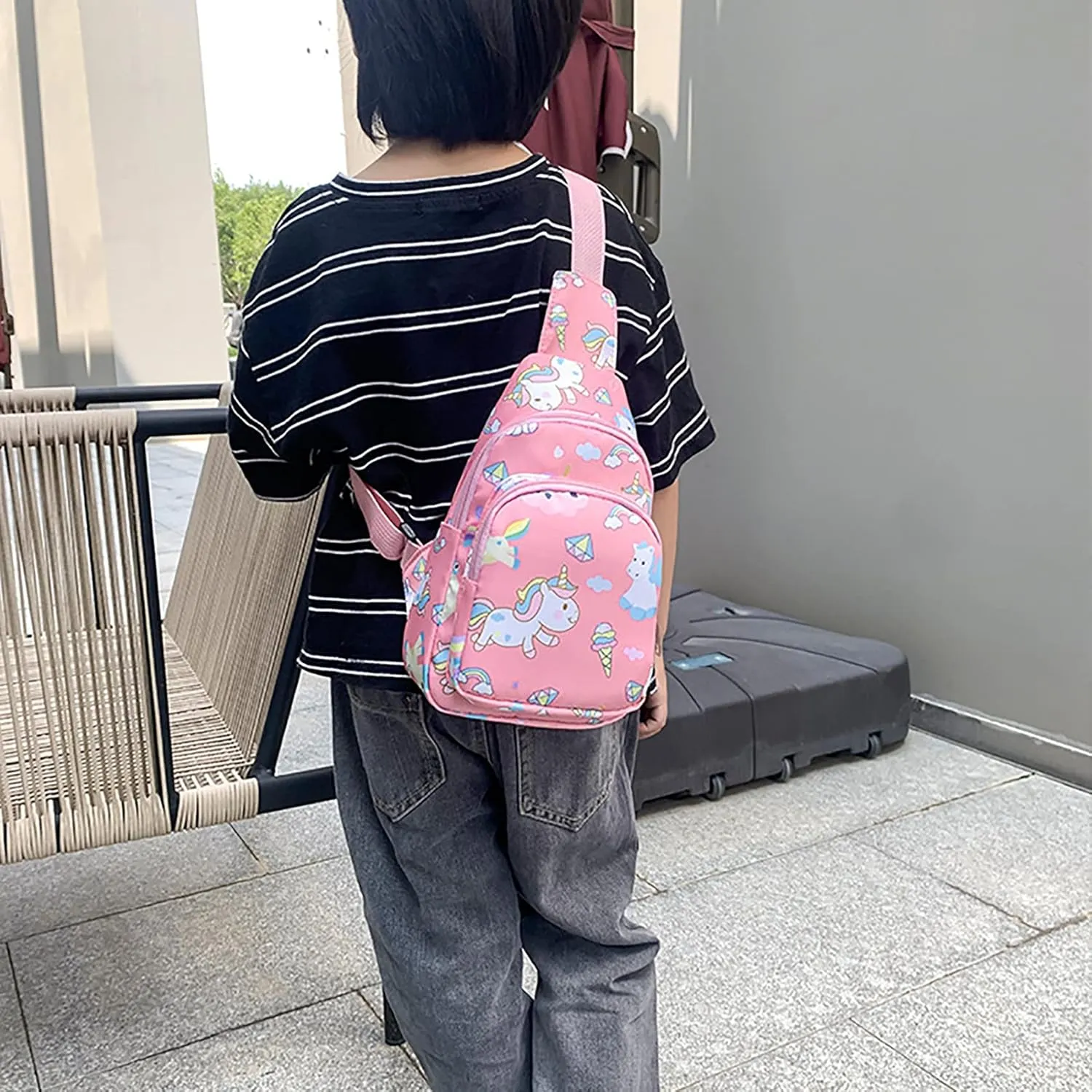 ANKOMINA Small Sling Bag for Kids Cute Cartoon Crossbody Shoulder Bag Chest Bag Fanny Pack for Outdoor,Travel,Hiking