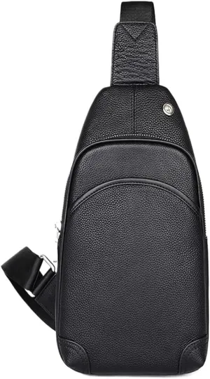 Anti Theft Sling Chest Bag Leather Crossbody Shoulder Bag Chest Backpack Multipurpose Daypack For Outdoor Sport Camping(Black)